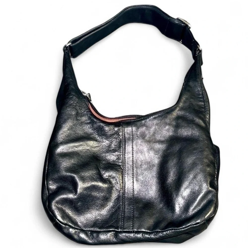 CORONADO LEATHER Black Leather Concealed Carry Hobo Purse